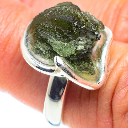 Czech Moldavite Rings handcrafted by Ana Silver Co - RING58191