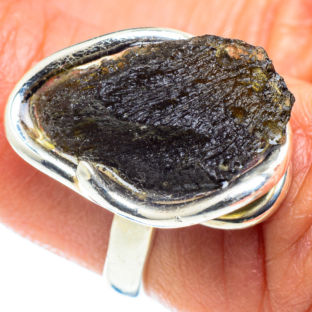 Czech Moldavite Rings handcrafted by Ana Silver Co - RING58192