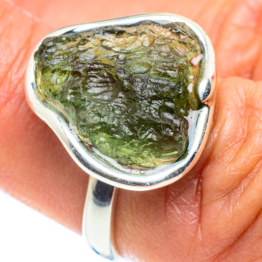 Czech Moldavite Rings handcrafted by Ana Silver Co - RING58193