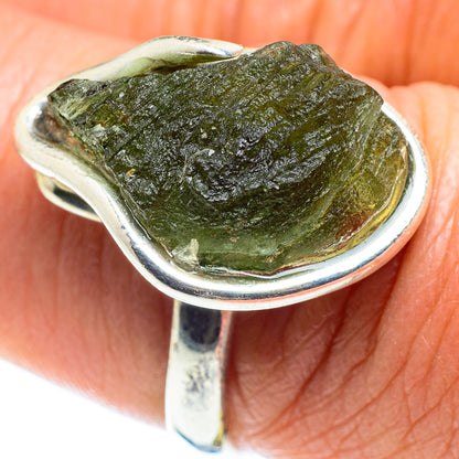 Czech Moldavite Rings handcrafted by Ana Silver Co - RING58194