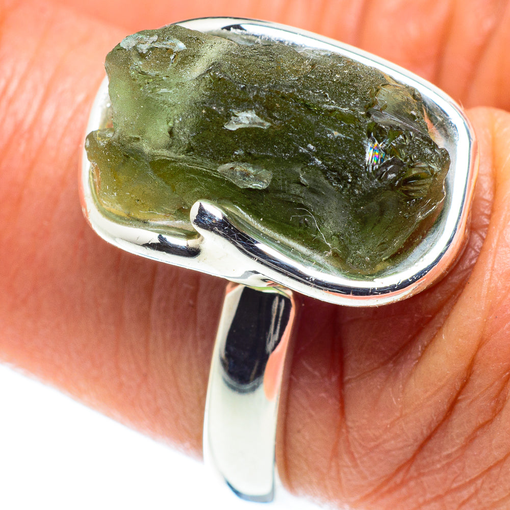 Czech Moldavite Rings handcrafted by Ana Silver Co - RING58195
