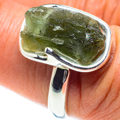 Czech Moldavite Rings handcrafted by Ana Silver Co - RING58195