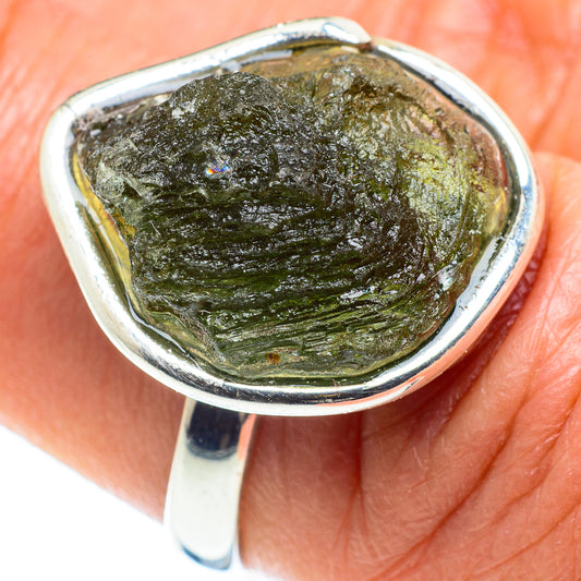 Czech Moldavite Rings handcrafted by Ana Silver Co - RING58197