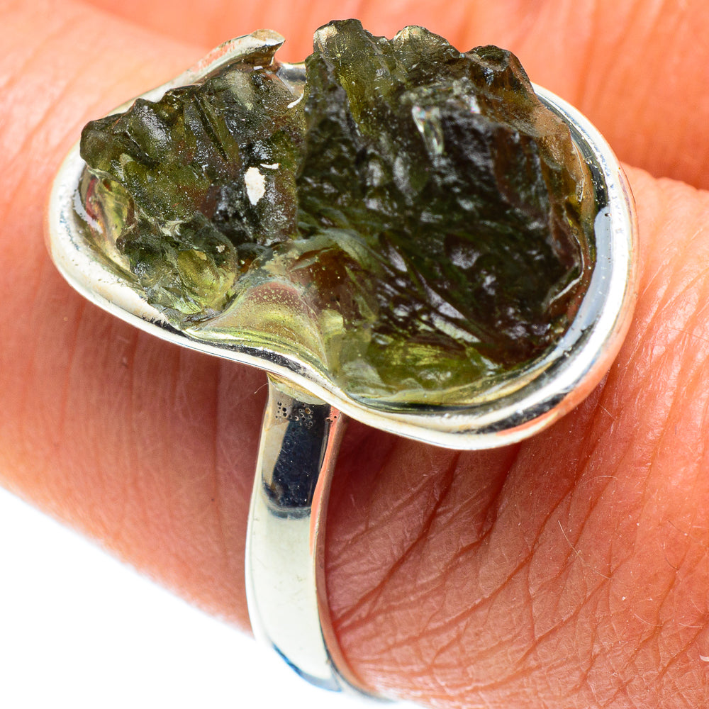 Czech Moldavite Rings handcrafted by Ana Silver Co - RING58198