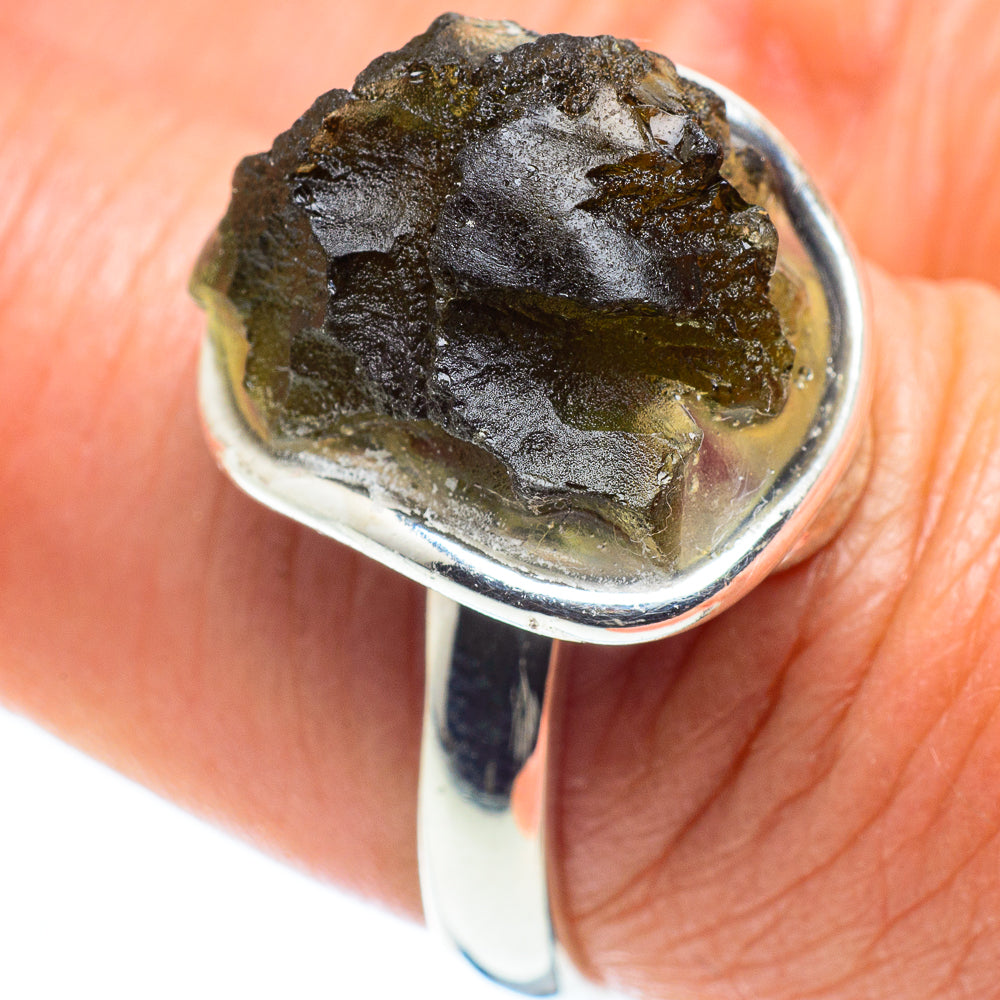 Czech Moldavite Rings handcrafted by Ana Silver Co - RING58200