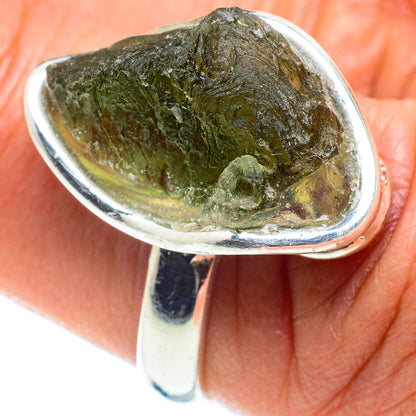Czech Moldavite Rings handcrafted by Ana Silver Co - RING58201
