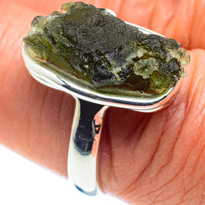 Czech Moldavite Rings handcrafted by Ana Silver Co - RING58203