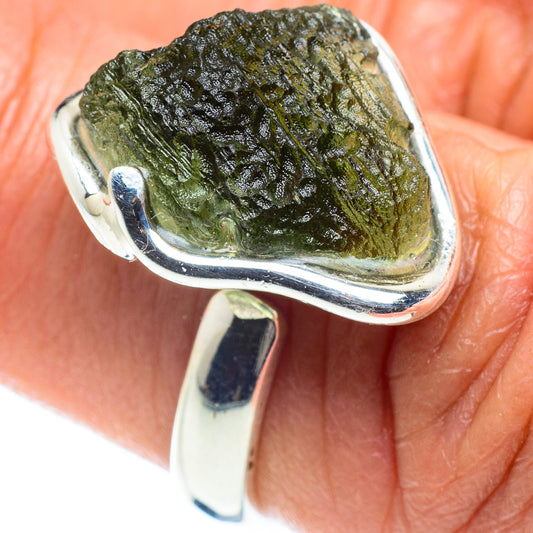 Czech Moldavite Rings handcrafted by Ana Silver Co - RING58204