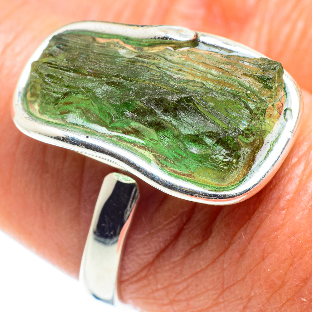 Czech Moldavite Rings handcrafted by Ana Silver Co - RING58205
