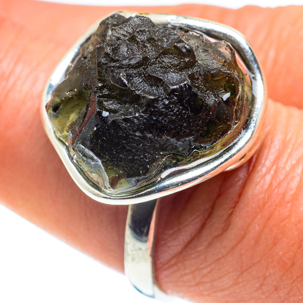 Czech Moldavite Rings handcrafted by Ana Silver Co - RING58206