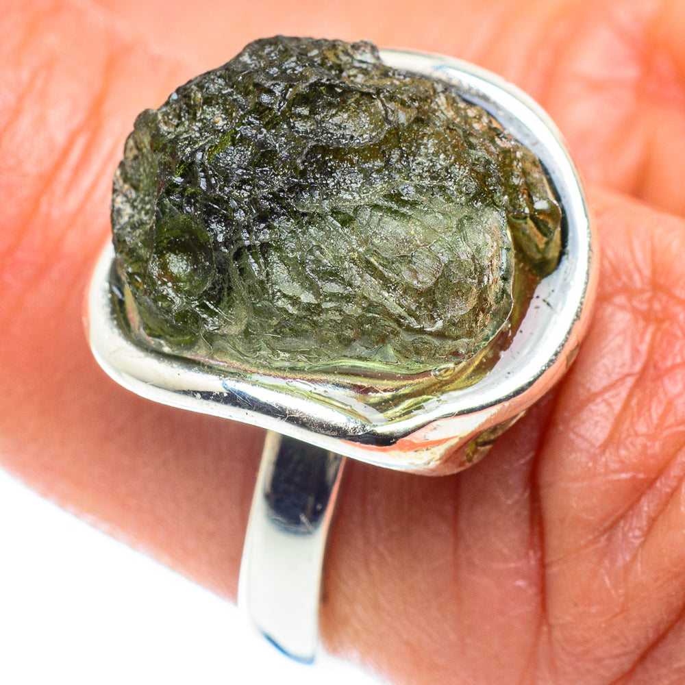 Czech Moldavite Rings handcrafted by Ana Silver Co - RING58208