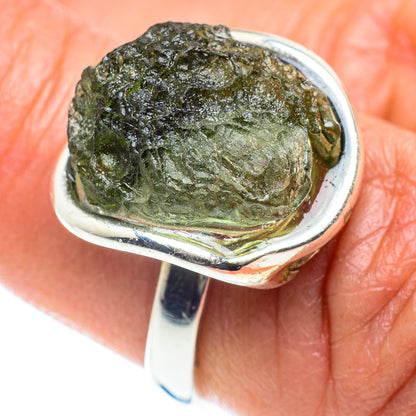 Czech Moldavite Rings handcrafted by Ana Silver Co - RING58208