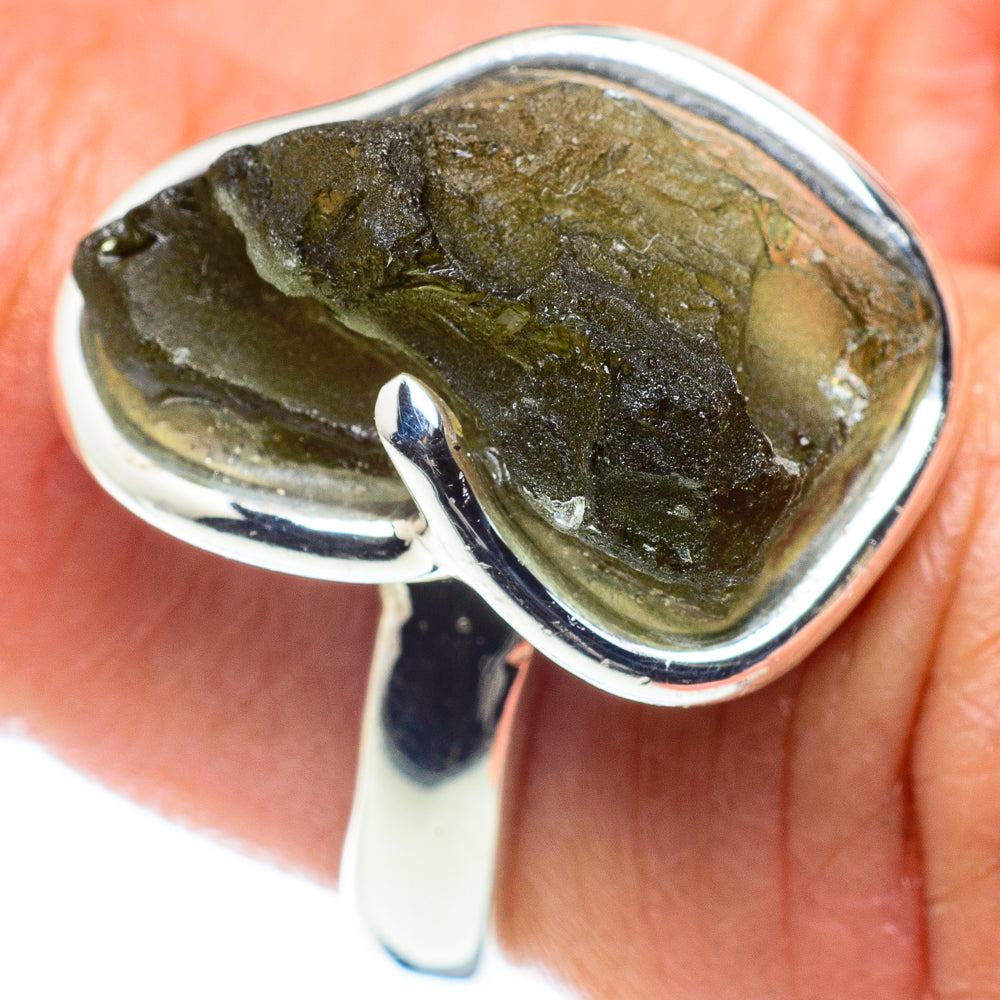 Czech Moldavite Rings handcrafted by Ana Silver Co - RING58209