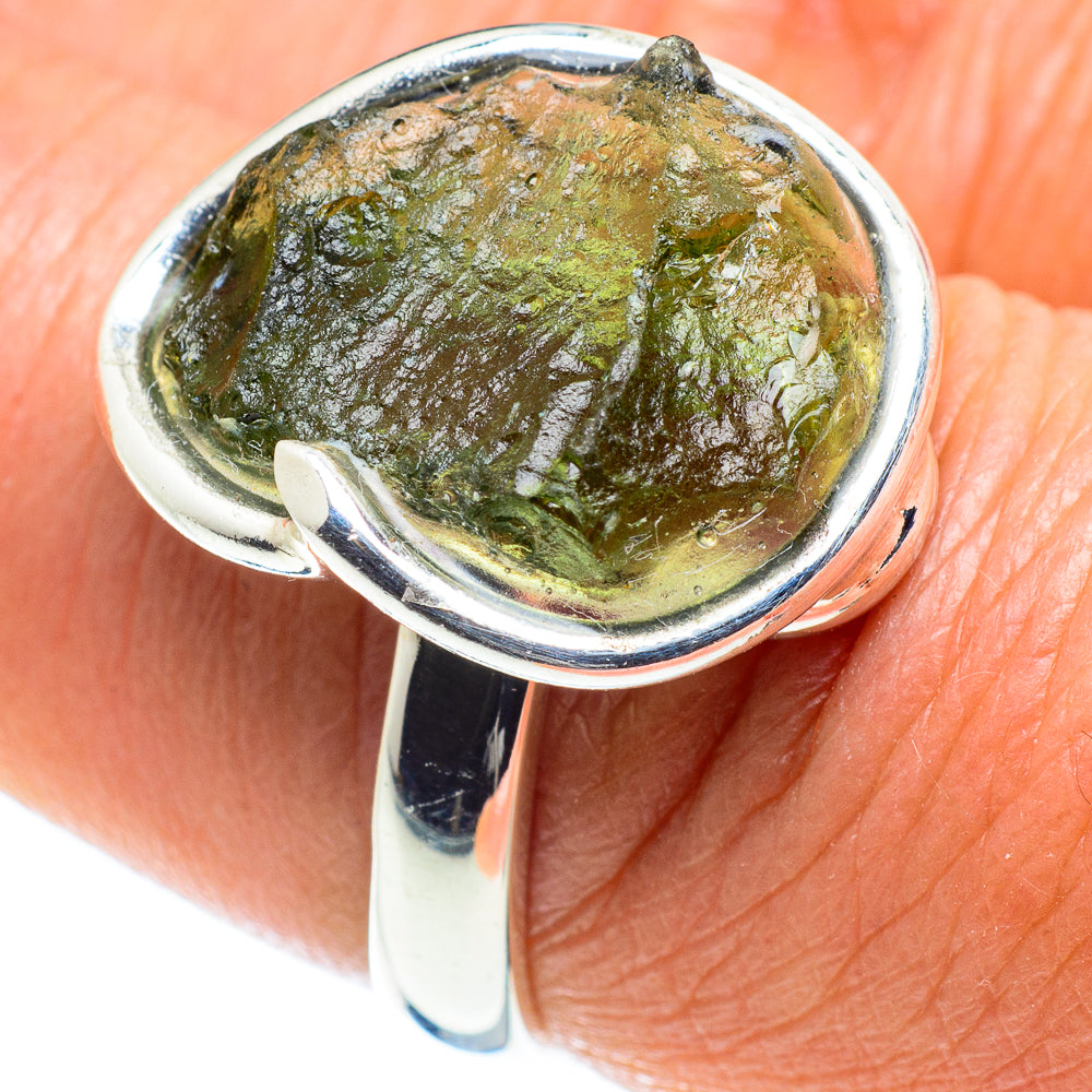 Czech Moldavite Rings handcrafted by Ana Silver Co - RING58210