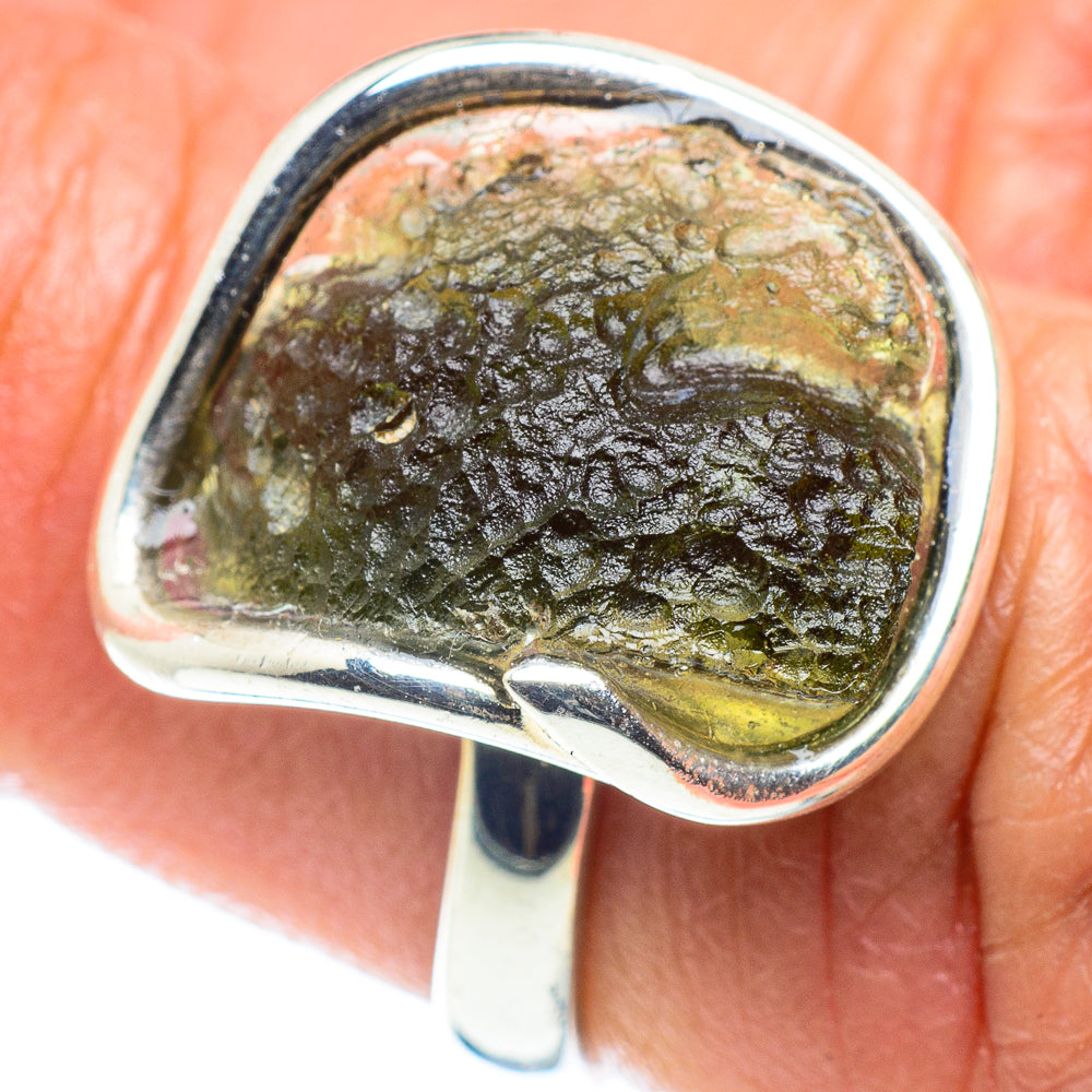 Czech Moldavite Rings handcrafted by Ana Silver Co - RING58212