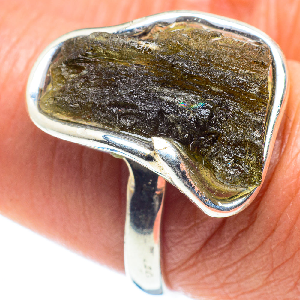 Czech Moldavite Rings handcrafted by Ana Silver Co - RING58213