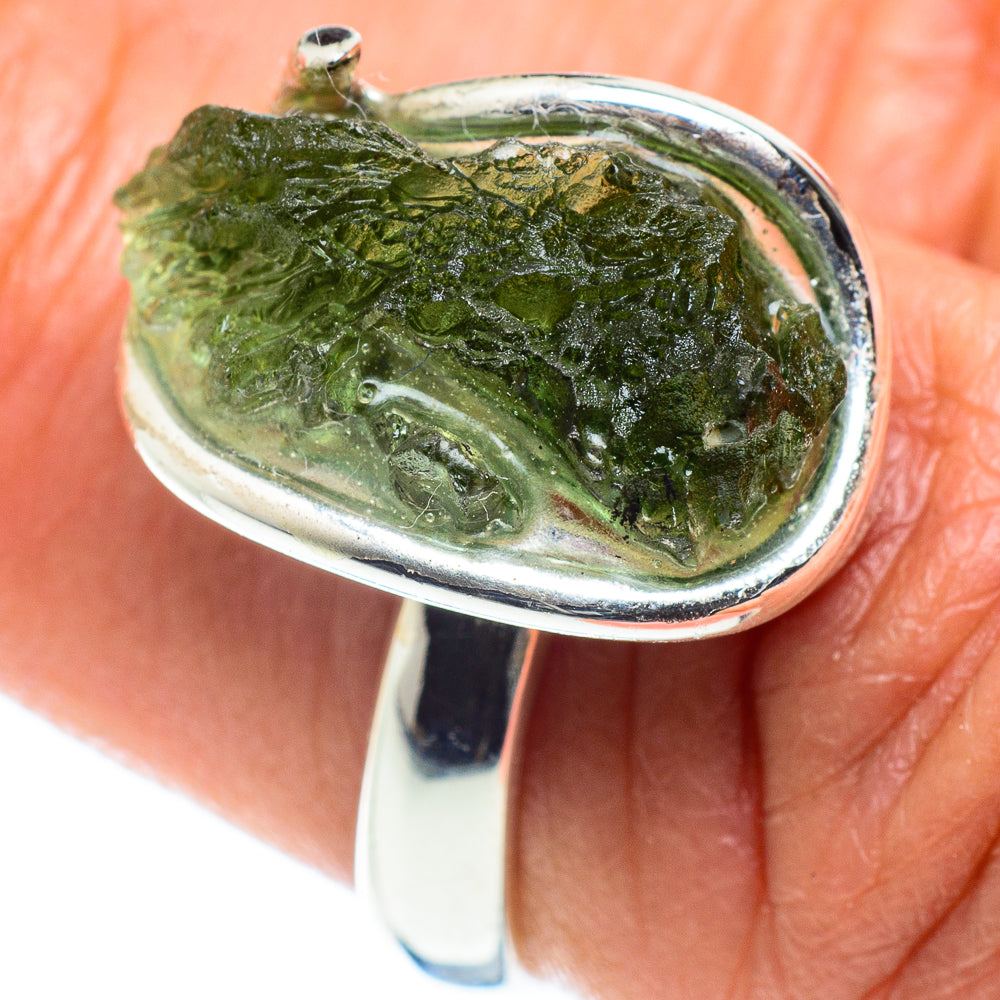 Czech Moldavite Rings handcrafted by Ana Silver Co - RING58214