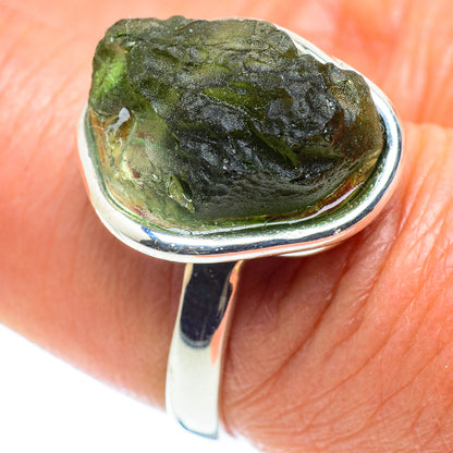 Czech Moldavite Rings handcrafted by Ana Silver Co - RING58215