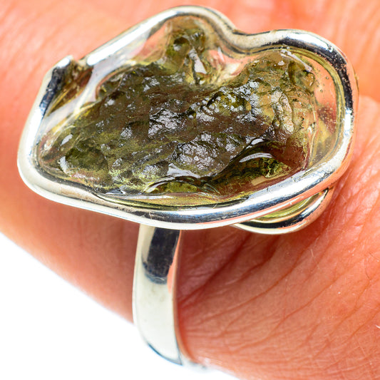 Czech Moldavite Rings handcrafted by Ana Silver Co - RING58216