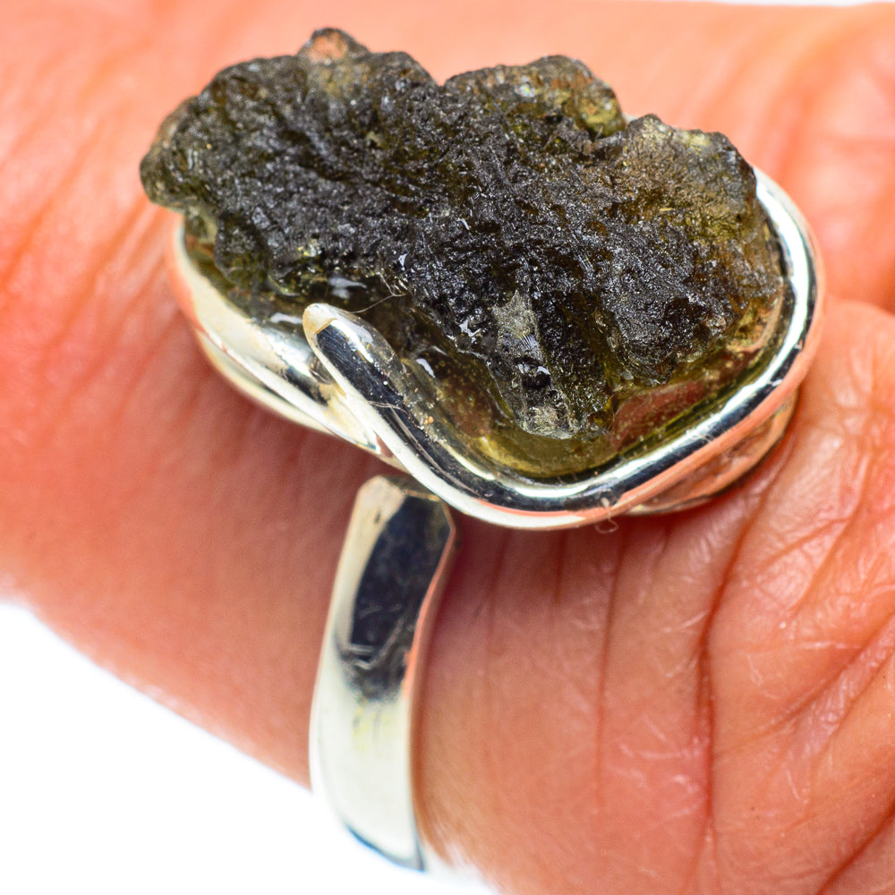 Czech Moldavite Rings handcrafted by Ana Silver Co - RING58218