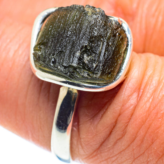 Czech Moldavite Rings handcrafted by Ana Silver Co - RING58219