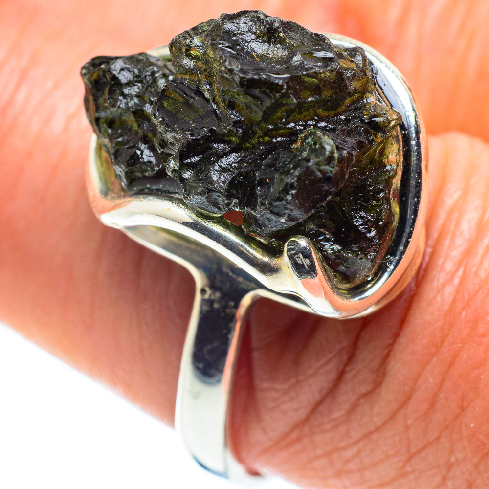 Czech Moldavite Rings handcrafted by Ana Silver Co - RING58221