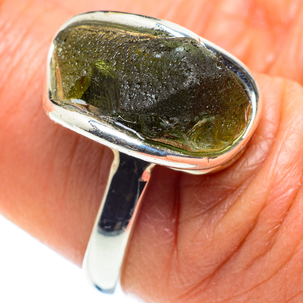 Czech Moldavite Rings handcrafted by Ana Silver Co - RING58222