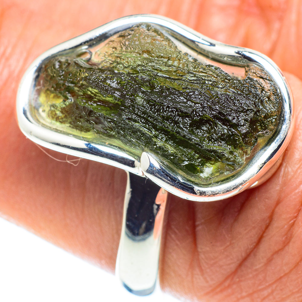 Czech Moldavite Rings handcrafted by Ana Silver Co - RING58223