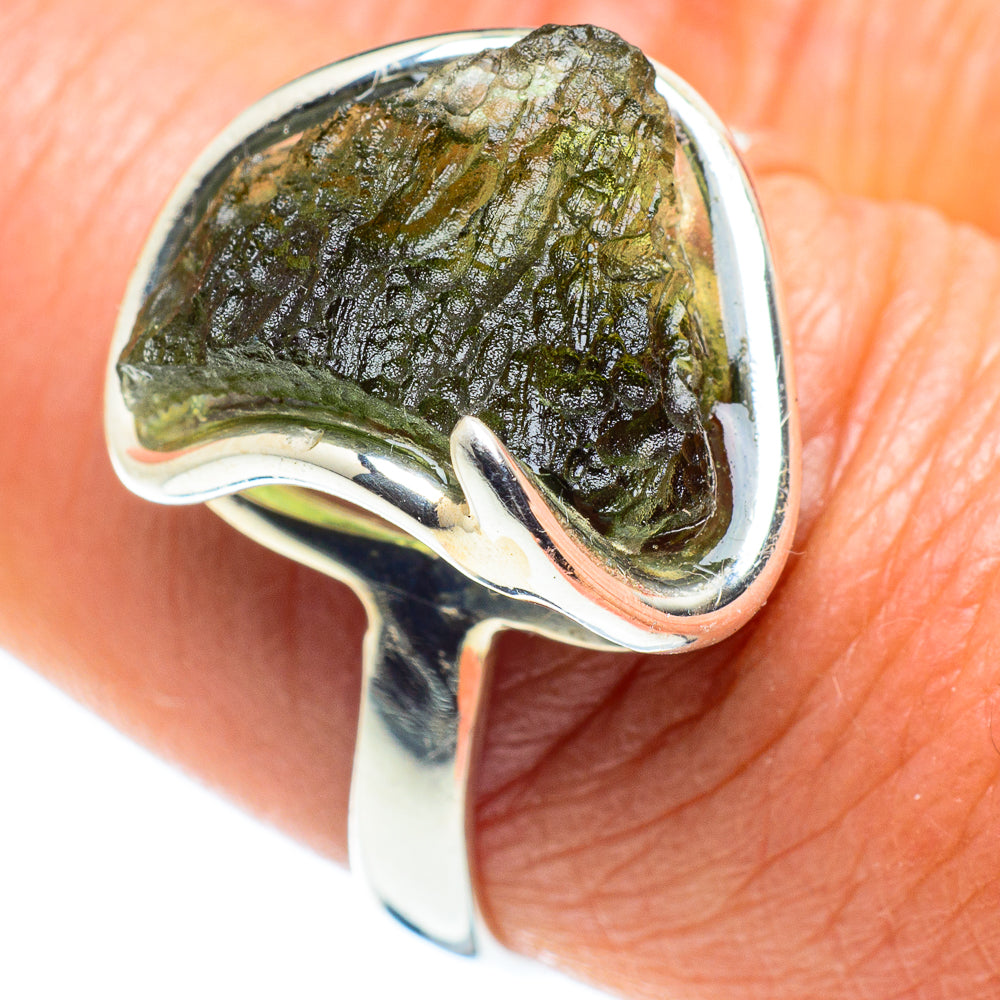 Czech Moldavite Rings handcrafted by Ana Silver Co - RING58224