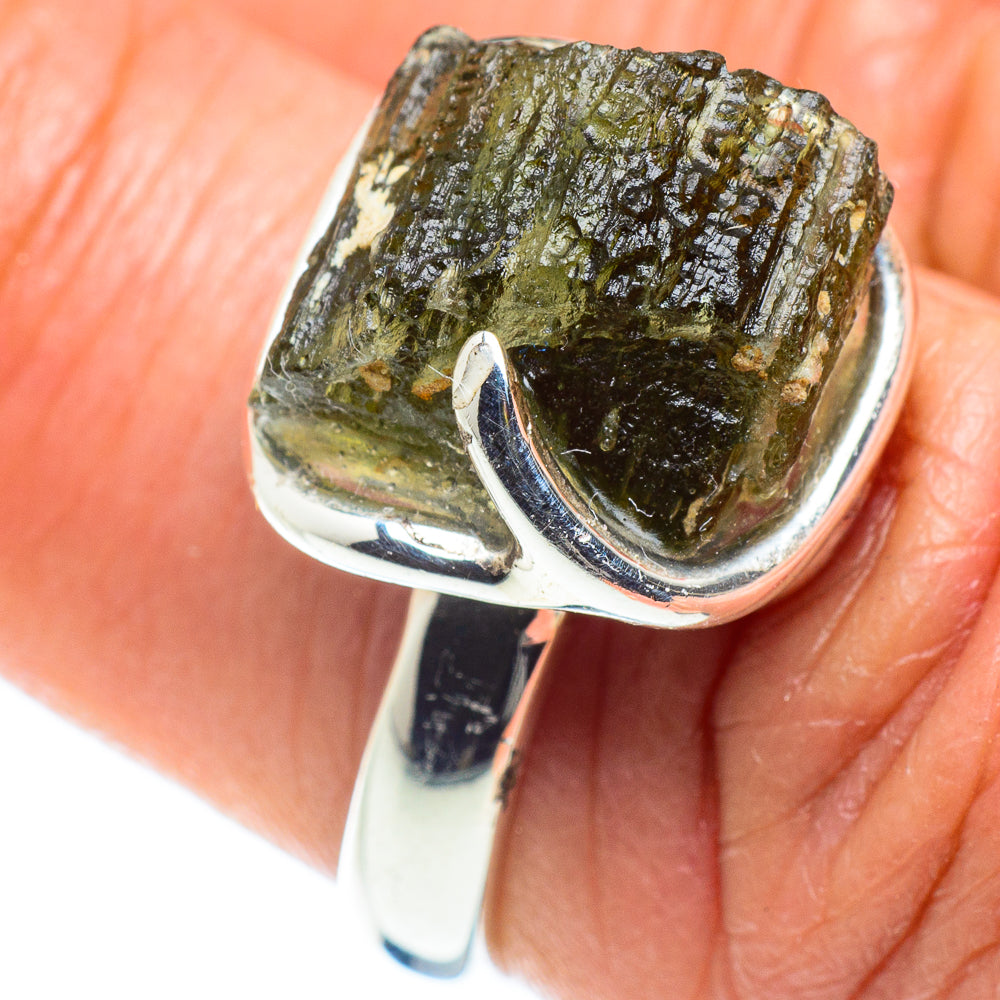 Czech Moldavite Rings handcrafted by Ana Silver Co - RING58225