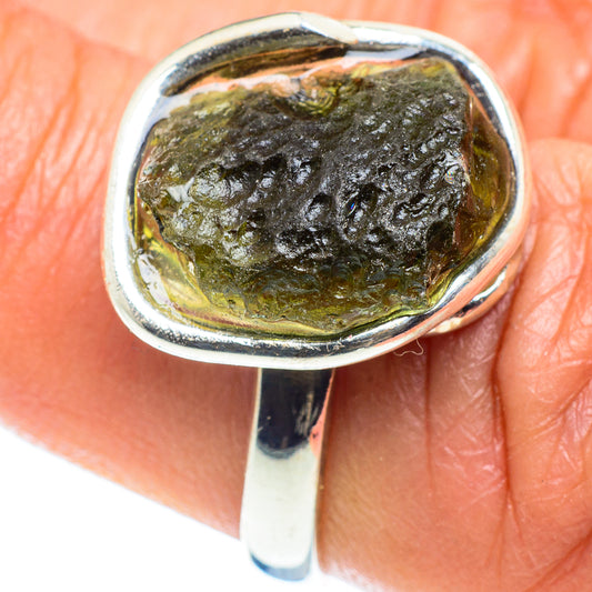 Czech Moldavite Rings handcrafted by Ana Silver Co - RING58226