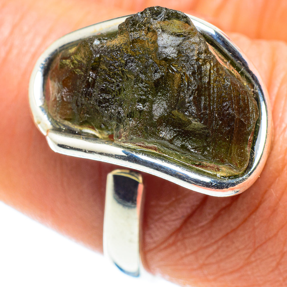 Czech Moldavite Rings handcrafted by Ana Silver Co - RING58227