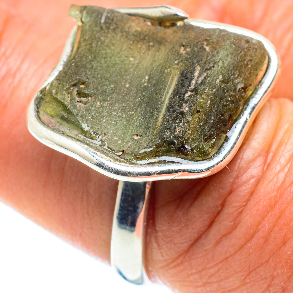 Czech Moldavite Rings handcrafted by Ana Silver Co - RING58228