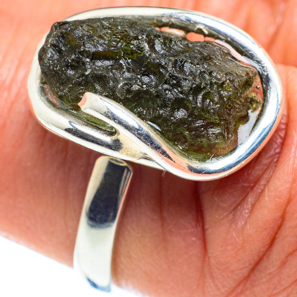 Czech Moldavite Rings handcrafted by Ana Silver Co - RING58230