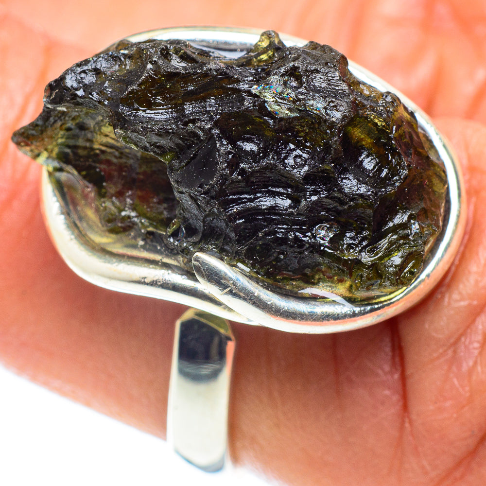 Czech Moldavite Rings handcrafted by Ana Silver Co - RING58235