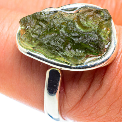 Czech Moldavite Rings handcrafted by Ana Silver Co - RING58236