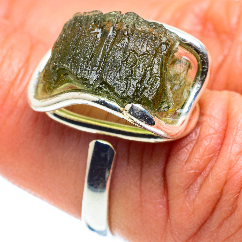 Czech Moldavite Rings handcrafted by Ana Silver Co - RING58237