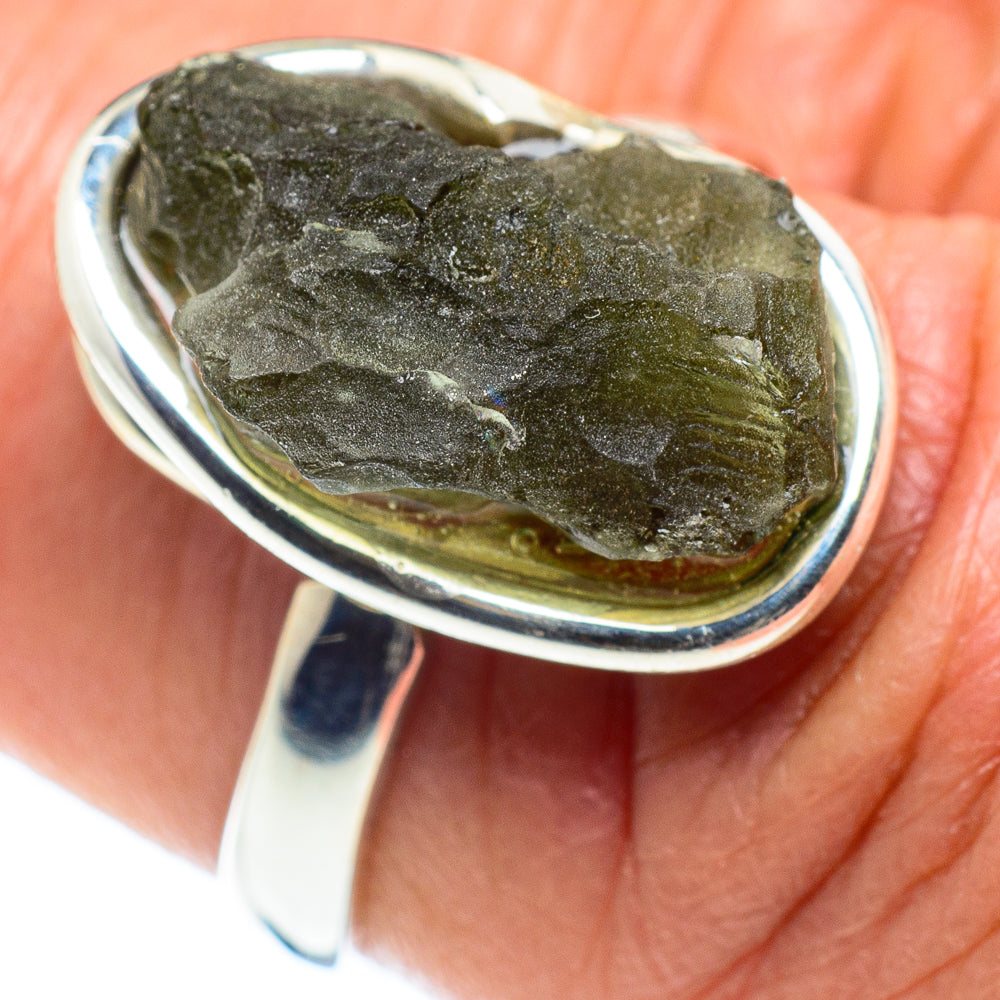 Czech Moldavite Rings handcrafted by Ana Silver Co - RING58238