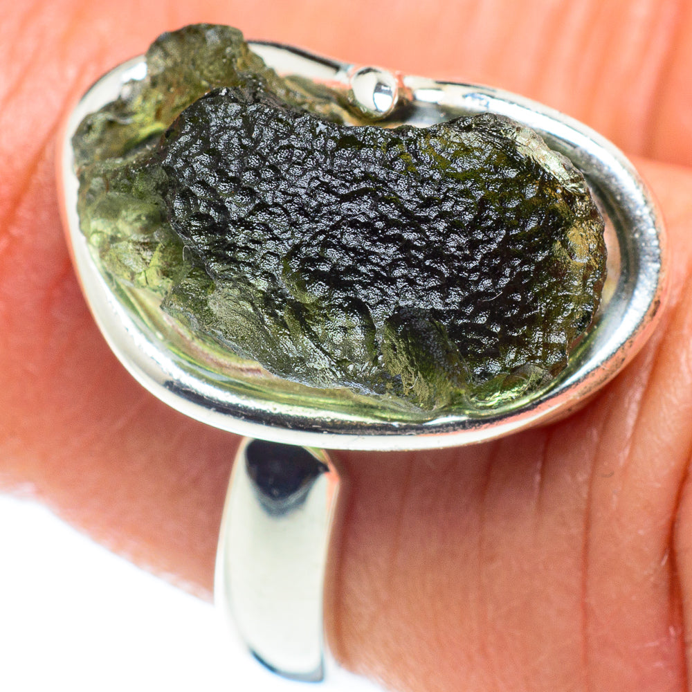 Czech Moldavite Rings handcrafted by Ana Silver Co - RING58239