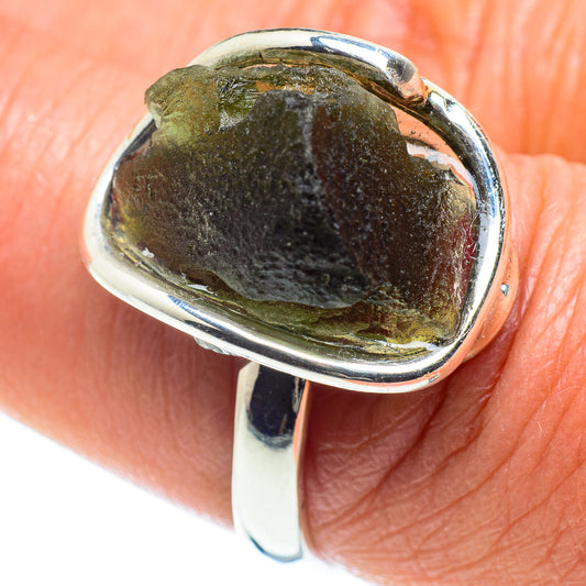Czech Moldavite Rings handcrafted by Ana Silver Co - RING58240
