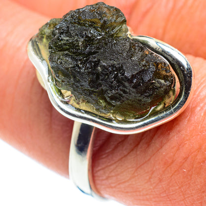 Czech Moldavite Rings handcrafted by Ana Silver Co - RING58241
