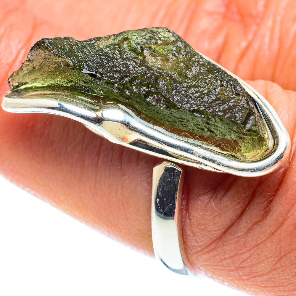 Czech Moldavite Rings handcrafted by Ana Silver Co - RING58244