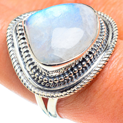 Rainbow Moonstone Rings handcrafted by Ana Silver Co - RING58416