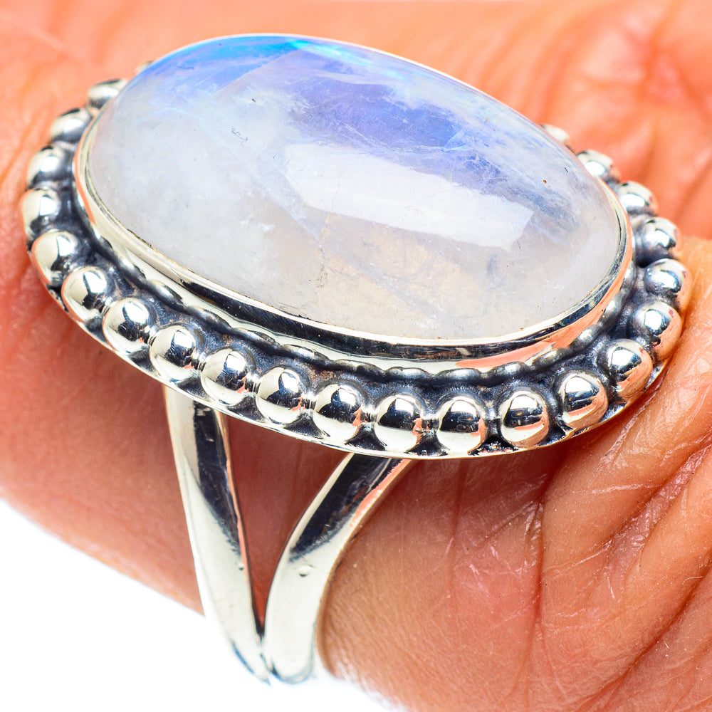 Rainbow Moonstone Rings handcrafted by Ana Silver Co - RING58417