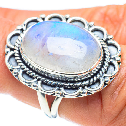 Rainbow Moonstone Rings handcrafted by Ana Silver Co - RING58447