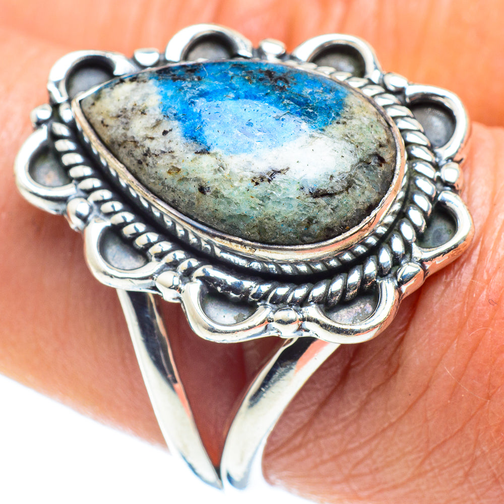 K2 Blue Azurite Rings handcrafted by Ana Silver Co - RING58449