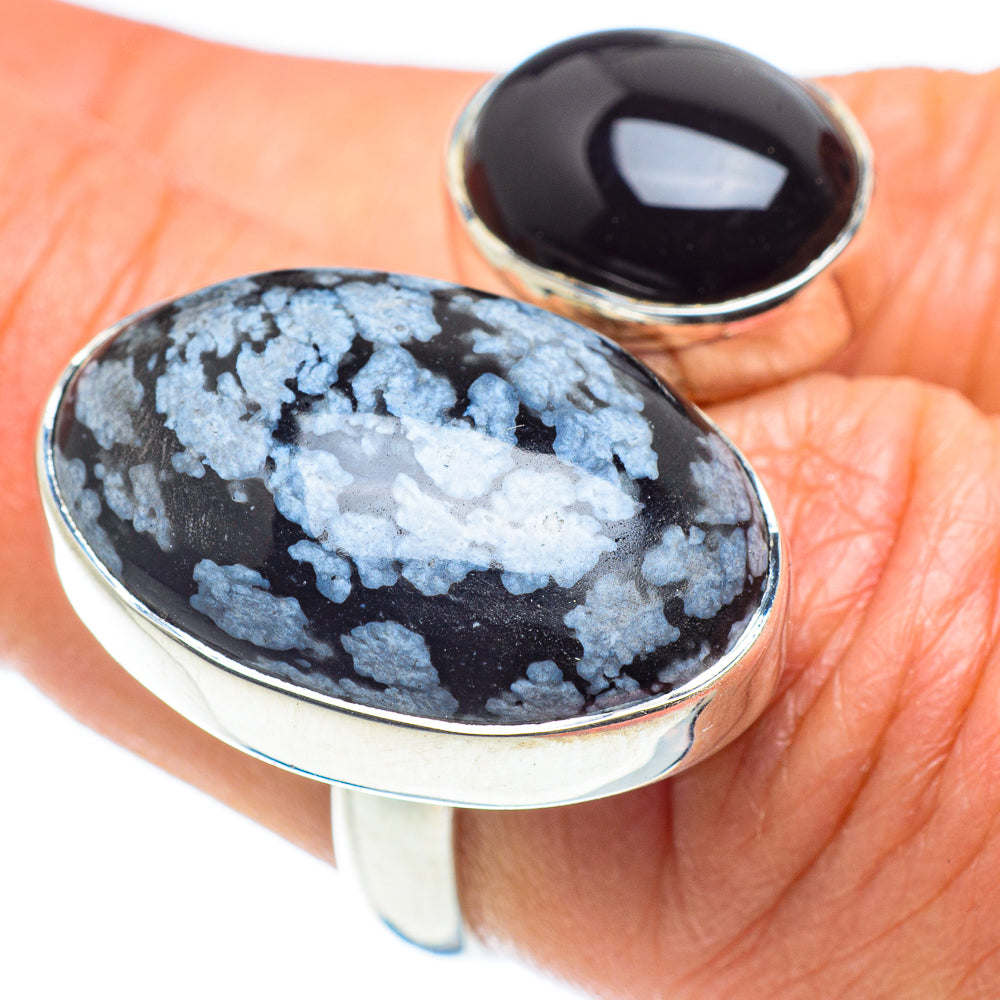 Snowflake Obsidian Rings handcrafted by Ana Silver Co - RING58458