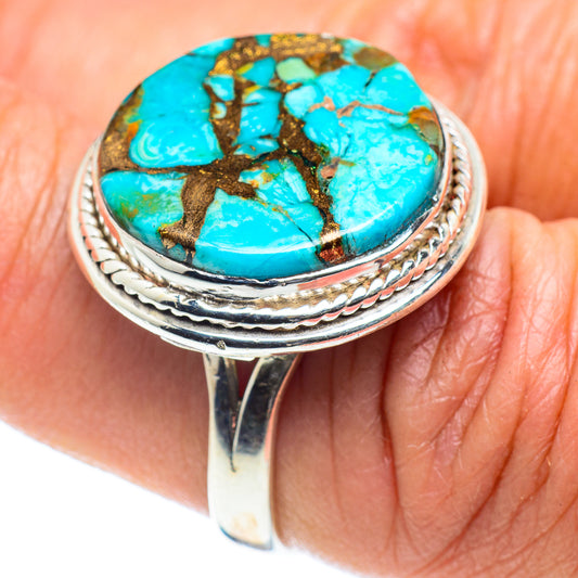 Blue Copper Composite Turquoise Rings handcrafted by Ana Silver Co - RING58465