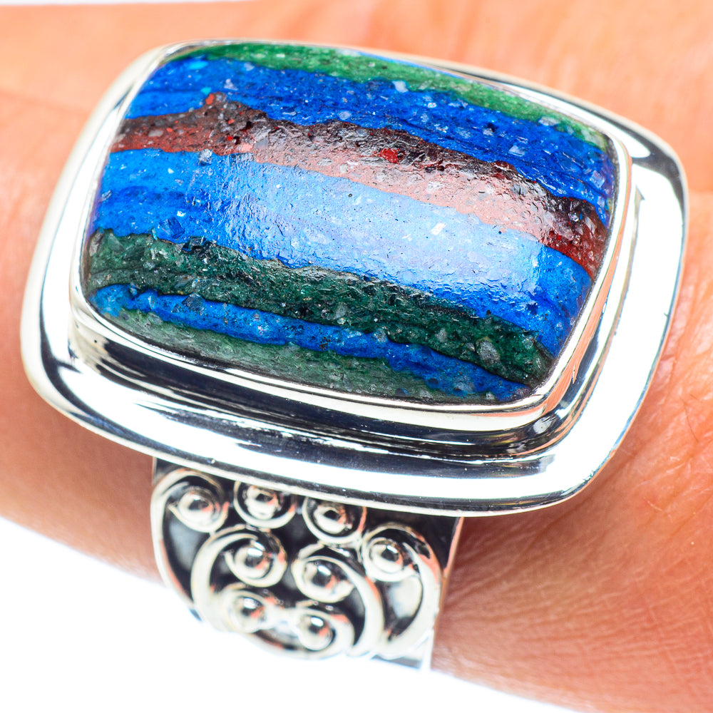 Rainbow Calsilica Rings handcrafted by Ana Silver Co - RING58483