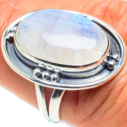 Rainbow Moonstone Rings handcrafted by Ana Silver Co - RING58503